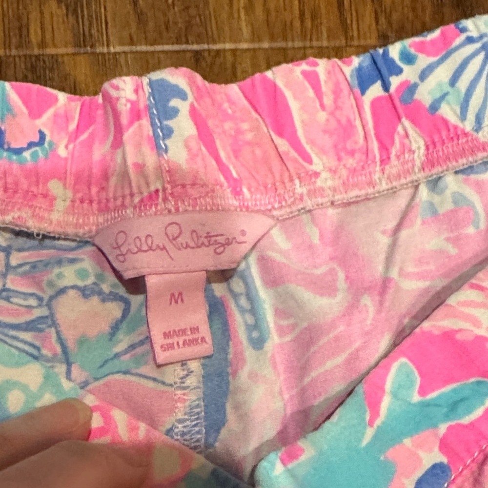 Lilly Pulitzer Pink and Blue Patterned Athletic Shorts - Picture 2 of 4